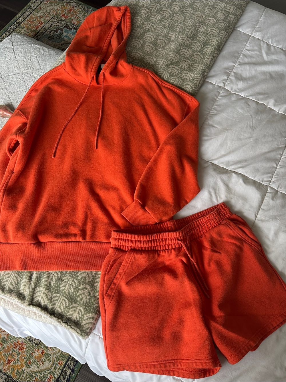 Universal Thread Bright Orange Hoodie & Shorts Set